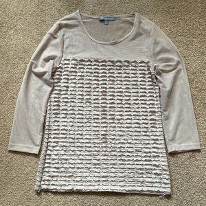 NY Collection Taupe 3/4 Sleeve Blouse Small